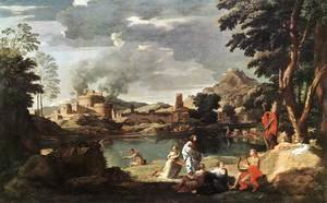 Nicolas Poussin - Landscape with Orpheus and Euridice 1648