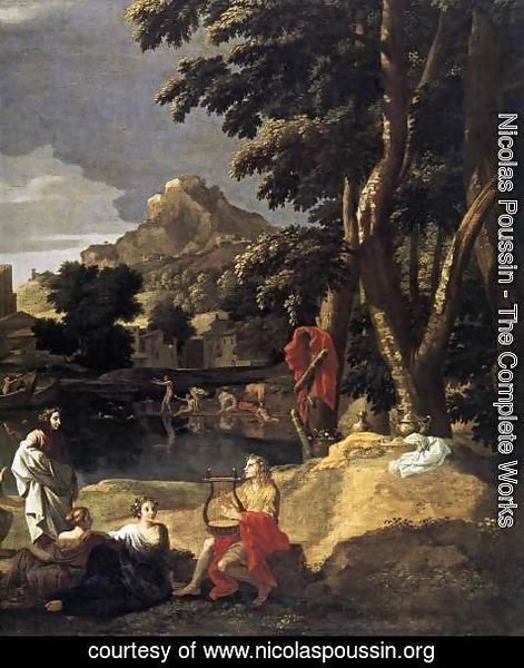 Nicolas Poussin - Landscape with Orpheus and Euridice (detail) 1648