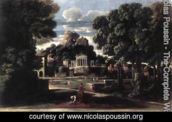 Nicolas Poussin - Landscape with the Gathering of the Ashes of Phocion by his Widow 1648