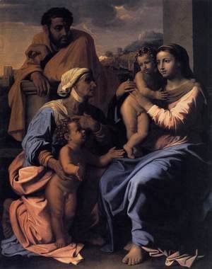 Nicolas Poussin - The Holy Family with St Elizabeth and John the Baptist c. 1655