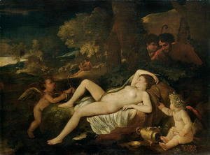 Nicolas Poussin - Reclining Venus with Cupid