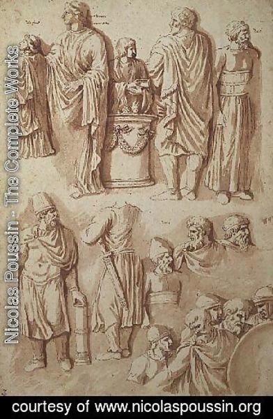 Nicolas Poussin - Various figures, studies from Trajans Column