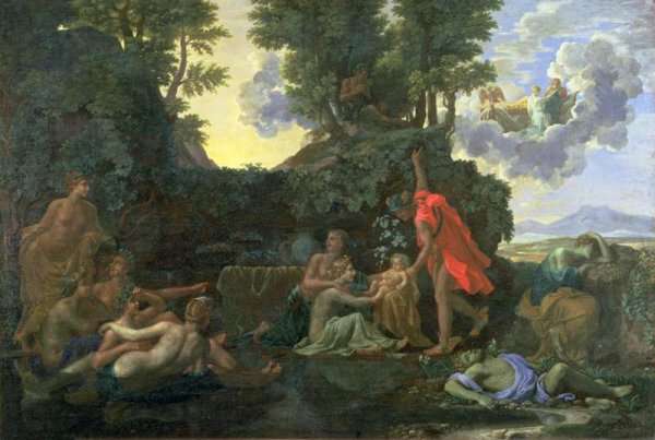 The Infant Bacchus Entrusted to the Nymphs of Nysa; The Death of Echo and Narcissus, 1657 by Nicolas Poussin