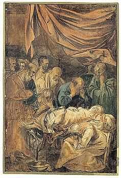 The Death Of The Virgin, After Caravaggio by Nicolas Poussin