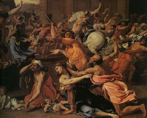 The Rape of the Sabine Women (detail) by Nicolas Poussin