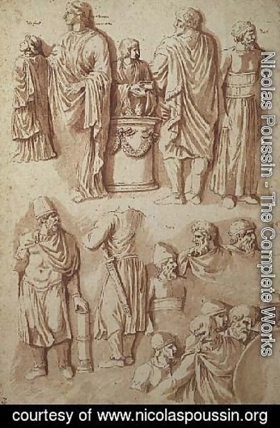 Various figures, studies from Trajans Column