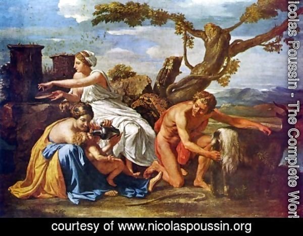 Nicolas Poussin - Jupiter as a child of the goat Amalthea nourished